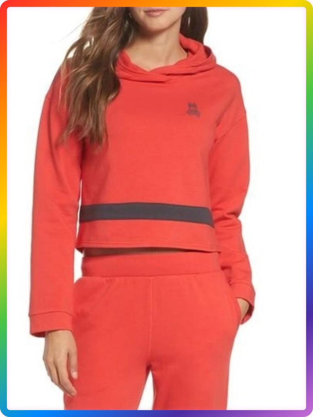 Psycho Bunny Hoodie SIZE S Red Soft Knit Lounge Pullover Relaxed Cropped Comfy